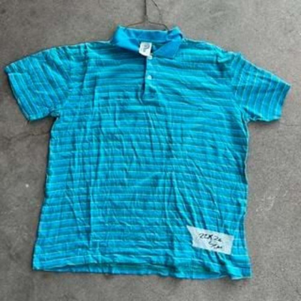 Vintage Striped Polo Shirt - Blue & White - Men's Short Sleeve